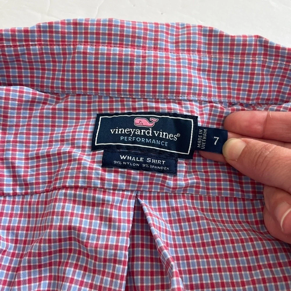Vineyard Vines Boys Whale Button Up Long Sleeve Performance Shirt Size 7